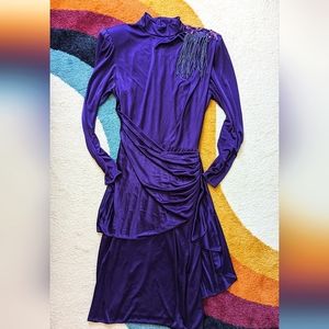 Vintage 80s Purple Dress with Sequins